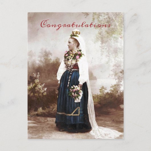 Vintage schwedische Hochzeit Postkarte (Vorderseite)