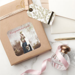 Vintage schwedische Hochzeit Quadratischer Aufkleber