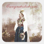 Vintage schwedische Hochzeit Quadratischer Aufkleber (Vorderseite)