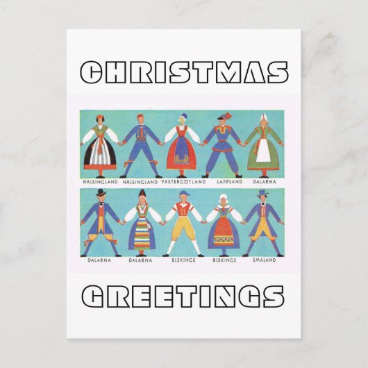 Vintage schwedische Kostüme Feiertagspostkarte (Vorderseite)