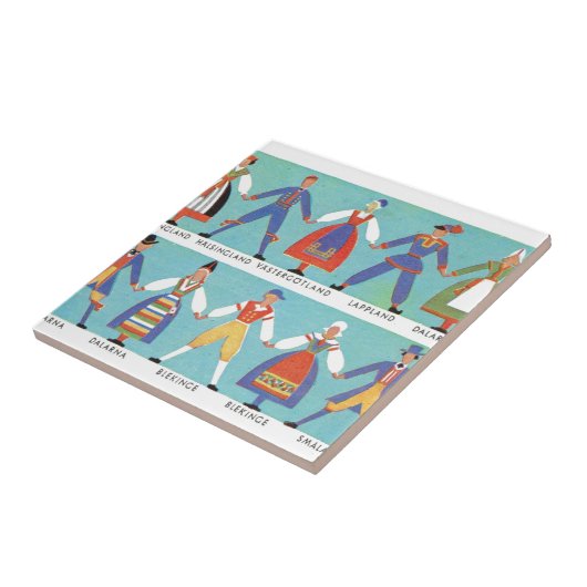 Vintage schwedische regionale Kostüme Fliese (Seite)