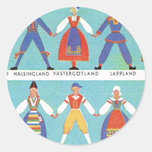 Vintage schwedische Regionaltrachten Runder Aufkleber