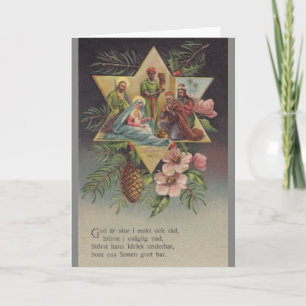 Vintage schwedische religiöse Weihnachtskarte Feiertagskarte