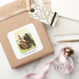 Vintage schwedische Verlobung Dalecarlia Quadratischer Aufkleber