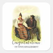 Vintage schwedische Verlobung Dalecarlia Quadratischer Aufkleber (Vorderseite)