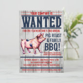 Vintage Schwein-Braten-Familie GRILLEN Einladungen (Stehend Vorderseite)