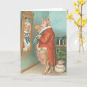 Vintage Schwein-Kleeblatt-St Patrick Tageskarte Karte (Gelbe Blume)