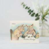 Vintage Schweine Postkarte (Stehend Vorderseite)