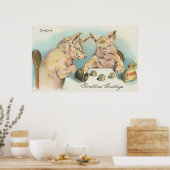 Vintage Schweine Würfel Poster (Küche)