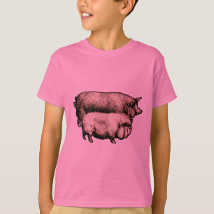 Vintage Schweine, zeichnend antike Schweine T-Shirt