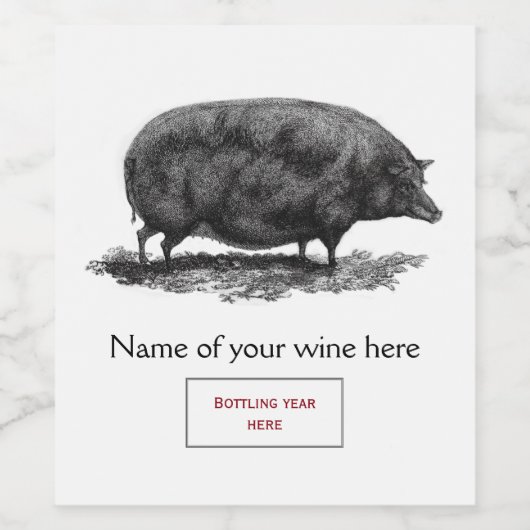 Vintage Schweineätzung Weinetikett (Einzelnes Label)