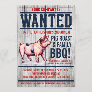 Vintage-Schweinebraten-Familien-Grillparty-Einladu Einladung