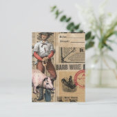 Vintage Schweinekollage und Bauer Postkarte (Stehend Vorderseite)