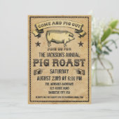 Vintage Schweineräuberin Einladung (Stehend Vorderseite)