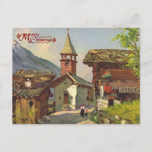 Vintage Schweiz, Ein Dorf im Wallis Postkarte