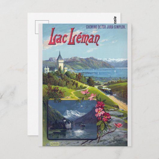 Vintage Schweiz Frankreich Genfersee Leman Postkarte (Vorne/Hinten)