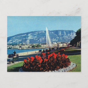 Vintage Schweiz, Genf, Jet l'eau, Gärten Postkarte