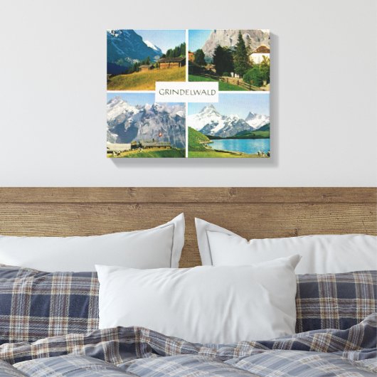 Vintage Schweiz, Grindelwald, Jungfrau Leinwanddruck (Insitu (Schlafzimmer))