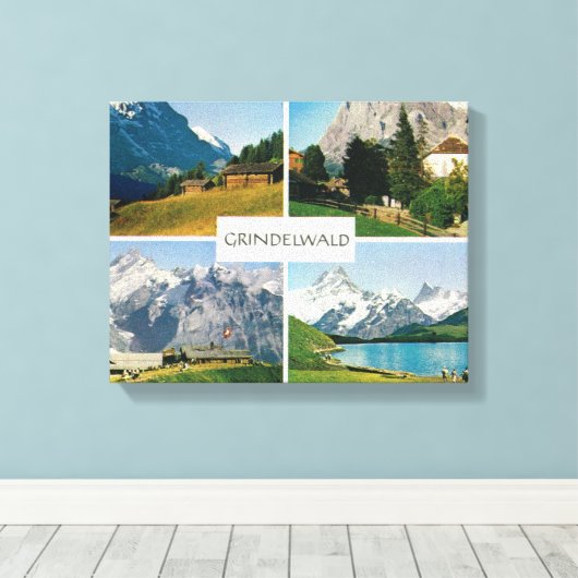 Vintage Schweiz, Grindelwald, Jungfrau Leinwanddruck (Insitu (Holzboden))