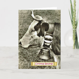 Vintage Schweiz, Kuh mit Kuhglocke Feiertagskarte