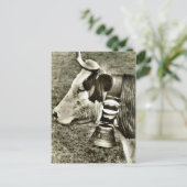 Vintage Schweiz Kuh- und Kuhglocke Postkarte (Stehend Vorderseite)