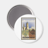 Vintage Schweiz Lausanne-Ouchy Magnet (Vorderseite/Rückseite)