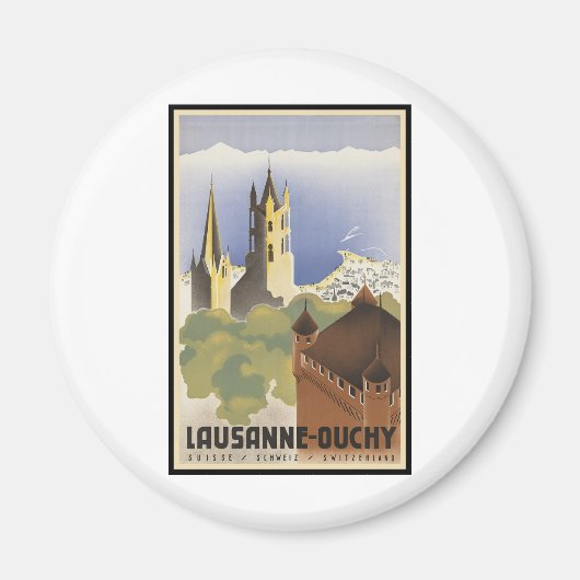 Vintage Schweiz Lausanne-Ouchy Magnet (Vorne)