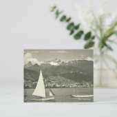 Vintage Schweiz, Montreux, Genfersee Postkarte (Stehend Vorderseite)