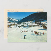 Vintage Schweiz Morgins, Ecole de Ski Postkarte (Vorne/Hinten)