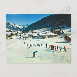 Vintage Schweiz Morgins, Skischule Postkarte