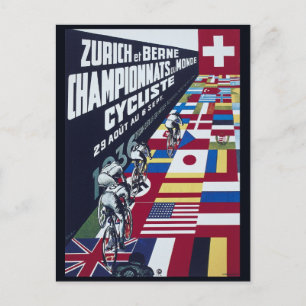 Vintage Schweiz Radfahren Zürich Bern Reisen Postkarte