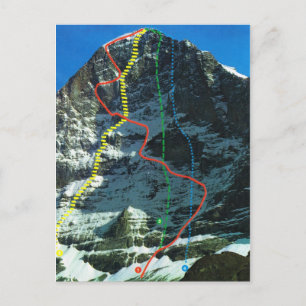Vintage Schweiz Routen auf den Eiger Postkarte