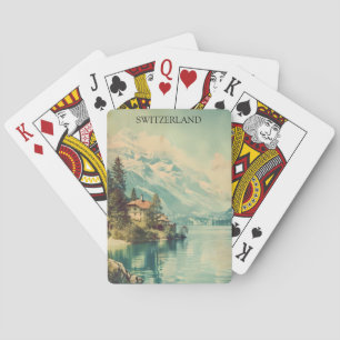 Vintage Schweiz Schweizer Alpen Bergblick Spielkarten