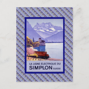 Vintage Schweiz, Simplon Electric Railway Postkarte