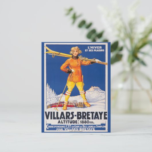 Vintage Schweiz Skialpen Schweiz Wandern Postkarte (Stehend Vorderseite)