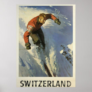 Vintage Schweiz Skiplakat Poster