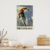 Vintage Schweiz Skiplakat Poster (Küche)
