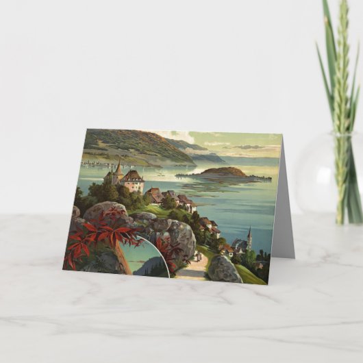 Vintage Schweiz Tourismus Illustration Art Karte (Vorderseite)