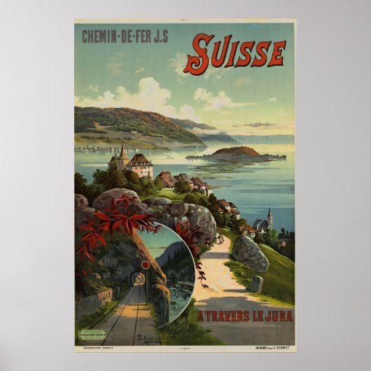 Vintage Schweiz Tourismus Illustration Art Poster (Vorne)
