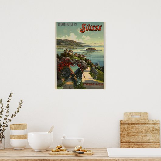 Vintage Schweiz Tourismus Illustration Art Poster (Küche)
