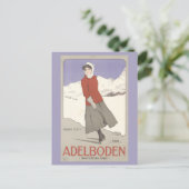 Vintage Schweiz Winter Skaten Schweiz Schweiz Reis Postkarte (Stehend Vorderseite)