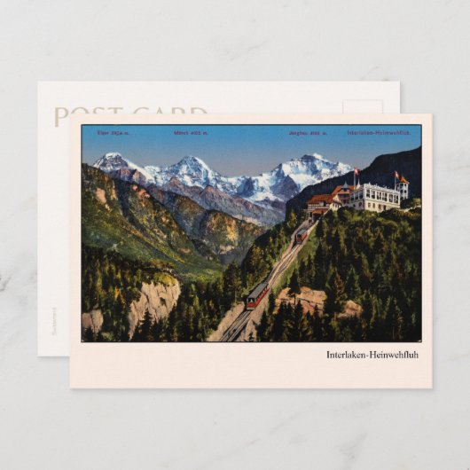 Vintage Schweizer Alpen Postkarte Interlaken-Heimw (Vorne/Hinten)
