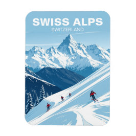 Vintage Schweizer Alpen Skifahren Schweiz Reisen Magnet