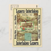 Vintage Schweizer Bahn, Luzern Interlaken Postkarte (Vorne/Hinten)