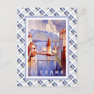 Vintage Schweizer Bahn Luzern Suisse Postkarte