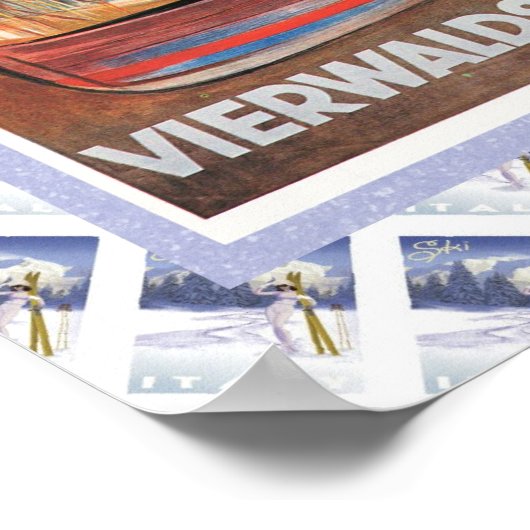 Vintage Schweizer Bahn Vierwaldstattersee Poster (Ecke)