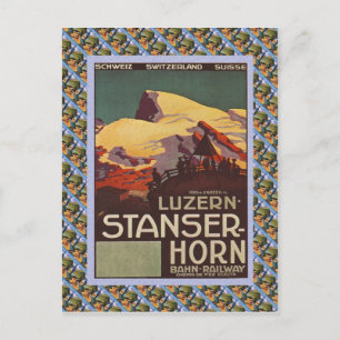 Vintage Schweizer Eisenbahn Luzern Stanzerhorn Postkarte