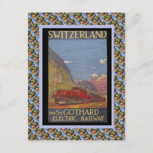Vintage Schweizer Eisenbahn St Gotthard elektrisch Postkarte
