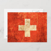 Vintage Schweizer Flagge mit Kratzern Postkarte (Vorne/Hinten)
