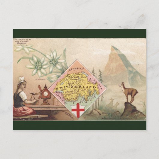 Vintage-Schweizkarte Postkarte (Vorderseite)